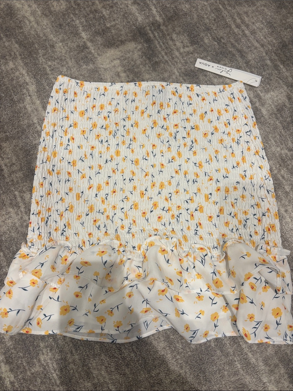 Floral Smocked Ruffle Mini Skirt - Yellow Floral
